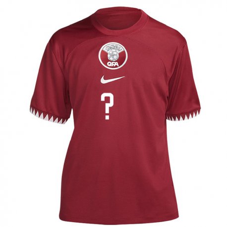 Kandiny Enfant Maillot Qatar Votre Nom #0 Bordeaux Tenues Domicile 22-24 T-shirt