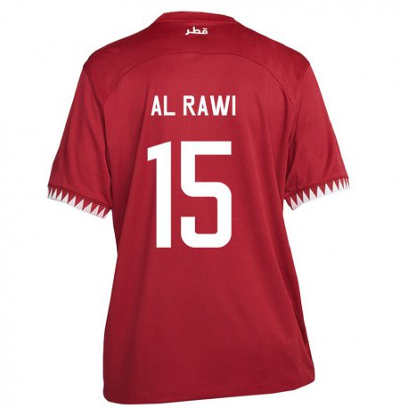 Kandiny Enfant Maillot Qatar Bassam Al Rawi #15 Bordeaux Tenues Domicile 22-24 T-shirt