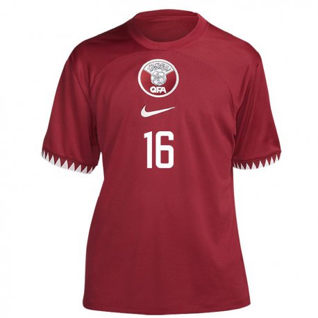 Kandiny Enfant Maillot Qatar Boualem Khoukhi #16 Bordeaux Tenues Domicile 22-24 T-shirt
