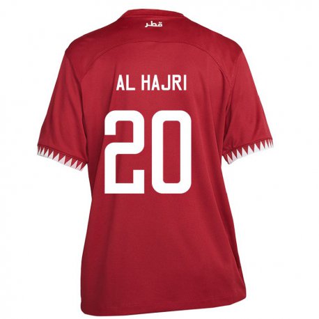 Kandiny Enfant Maillot Qatar Salem Al Hajri #20 Bordeaux Tenues Domicile 22-24 T-shirt