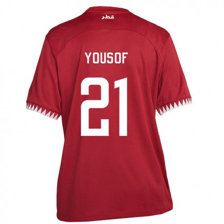 Kandiny Enfant Maillot Qatar Yousof Hassan #21 Bordeaux Tenues Domicile 22-24 T-shirt