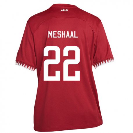 Kandiny Enfant Maillot Qatar Meshaal Barsham #22 Bordeaux Tenues Domicile 22-24 T-shirt