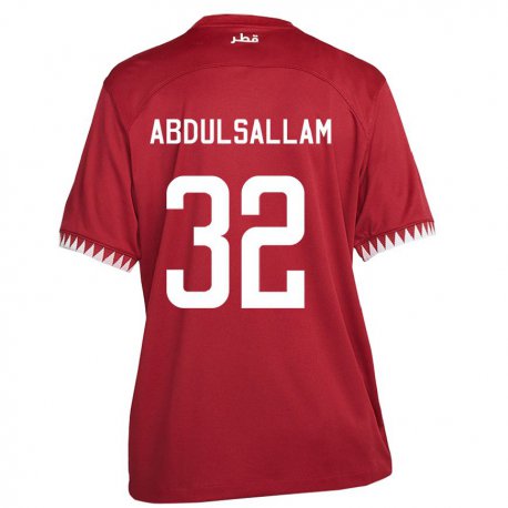 Kandiny Enfant Maillot Qatar Jassem Gaber Abdulsallam #32 Bordeaux Tenues Domicile 22-24 T-shirt