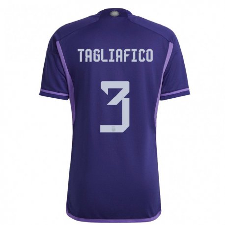 Kandiny Enfant Maillot Argentine Nicolas Tagliafico #3 Violet Tenues Extérieur 22-24 T-shirt