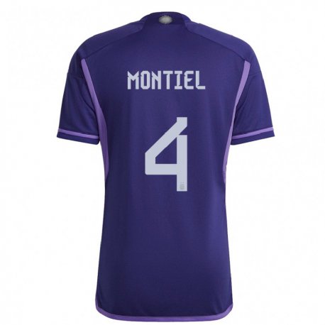 Kandiny Enfant Maillot Argentine Gonzalo Montiel #4 Violet Tenues Extérieur 22-24 T-shirt