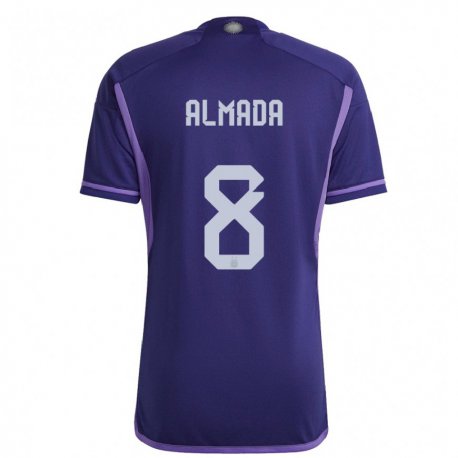 Kandiny Enfant Maillot Argentine Thiago Almada #8 Violet Tenues Extérieur 22-24 T-shirt