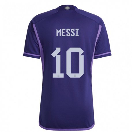 Kandiny Enfant Maillot Argentine Lionel Messi #10 Violet Tenues Extérieur 22-24 T-shirt