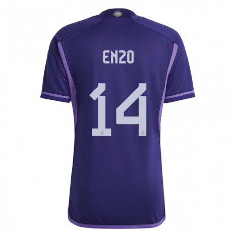 Kandiny Enfant Maillot Argentine Enzo Fernandez #14 Violet Tenues Extérieur 22-24 T-shirt