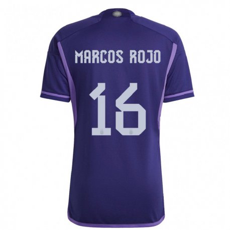 Kandiny Enfant Maillot Argentine Marcos Rojo #16 Violet Tenues Extérieur 22-24 T-shirt
