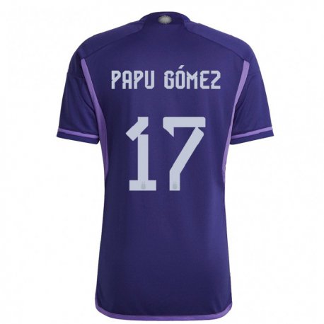 Kandiny Enfant Maillot Argentine Papu Gomez #17 Violet Tenues Extérieur 22-24 T-shirt
