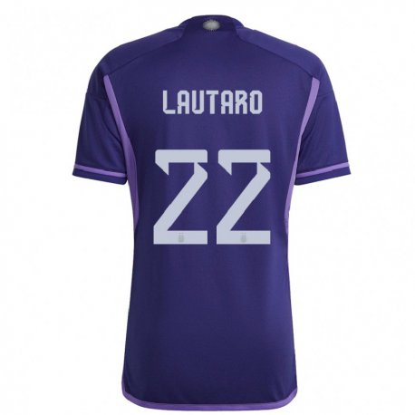 Kandiny Enfant Maillot Argentine Lautaro Martinez #22 Violet Tenues Extérieur 22-24 T-shirt