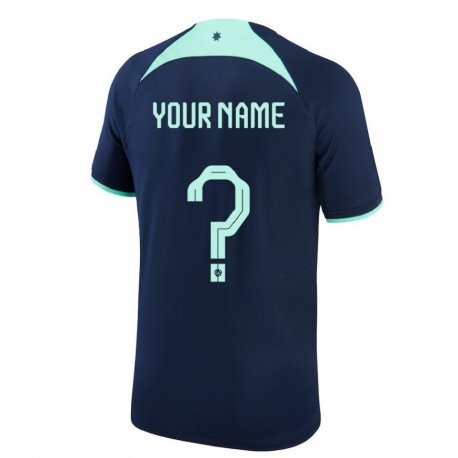 Kandiny Enfant Maillot Australie Votre Nom #0 Bleu Foncé Tenues Extérieur 22-24 T-shirt