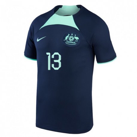 Kandiny Enfant Maillot Australie Aaron Mooy #13 Bleu Foncé Tenues Extérieur 22-24 T-shirt