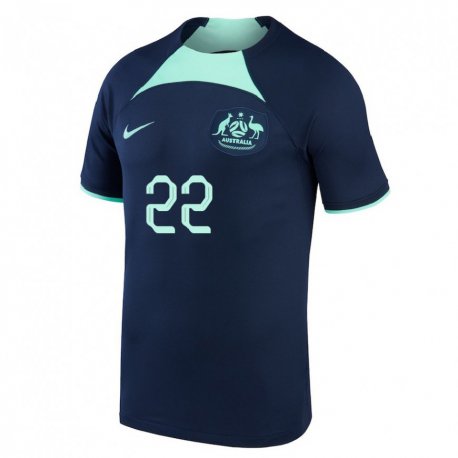 Kandiny Enfant Maillot Australie Jackson Irvine #22 Bleu Foncé Tenues Extérieur 22-24 T-shirt