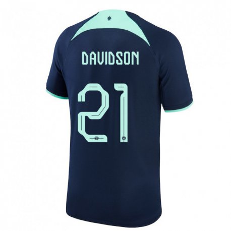 Kandiny Enfant Maillot Australie Jason Davidson #21 Bleu Foncé Tenues Extérieur 22-24 T-shirt