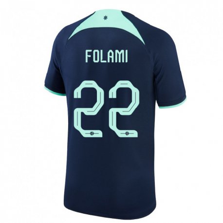 Kandiny Enfant Maillot Australie Ben Folami #22 Bleu Foncé Tenues Extérieur 22-24 T-shirt