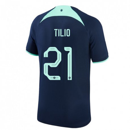 Kandiny Enfant Maillot Australie Marco Tilio #21 Bleu Foncé Tenues Extérieur 22-24 T-shirt