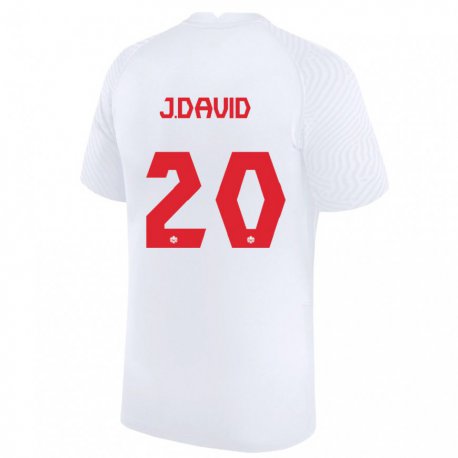 Kandiny Enfant Maillot Canada Jonathan David #20 Blanc Tenues Extérieur 22-24 T-shirt