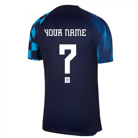 Kandiny Enfant Maillot Croatie Votre Nom #0 Bleu Foncé Tenues Extérieur 22-24 T-shirt