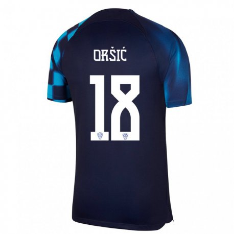 Kandiny Enfant Maillot Croatie Mislav Orsic #18 Bleu Foncé Tenues Extérieur 22-24 T-shirt