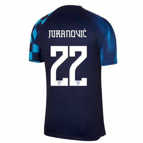 Kandiny Enfant Maillot Croatie Josip Juranovic #22 Bleu Foncé Tenues Extérieur 22-24 T-shirt