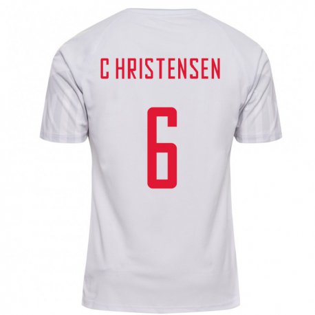 Kandiny Enfant Maillot Danemark Andreas Christensen #6 Blanc Tenues Extérieur 22-24 T-shirt