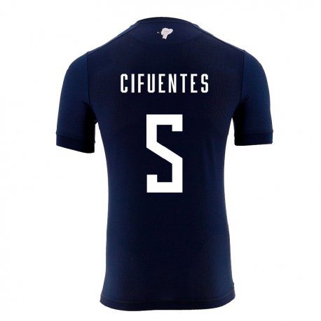 Kandiny Enfant Maillot Équateur Jose Cifuentes #5 Bleu Marine Tenues Extérieur 22-24 T-shirt