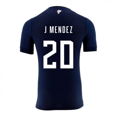 Kandiny Enfant Maillot Équateur Jhegson Mendez #20 Bleu Marine Tenues Extérieur 22-24 T-shirt