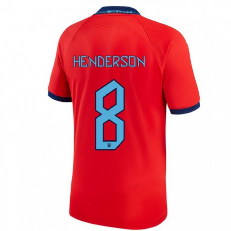 Kandiny Enfant Maillot Angleterre Jordan Henderson #8 Rouge Tenues Extérieur 22-24 T-shirt