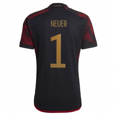 Kandiny Enfant Maillot Allemagne Manuel Neuer #1 Marron Noir Tenues Extérieur 22-24 T-shirt
