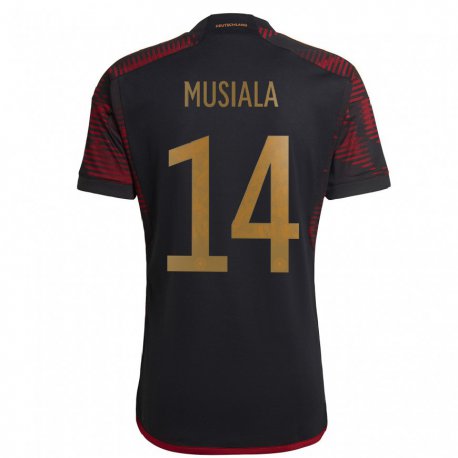 Kandiny Enfant Maillot Allemagne Jamal Musiala #14 Marron Noir Tenues Extérieur 22-24 T-shirt