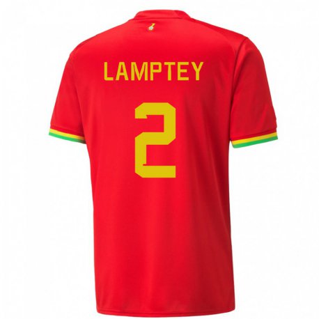 Kandiny Enfant Maillot Ghana Tariq Lamptey #2 Rouge Tenues Extérieur 22-24 T-shirt
