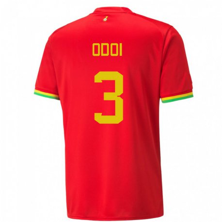 Kandiny Enfant Maillot Ghana Denis Odoi #3 Rouge Tenues Extérieur 22-24 T-shirt