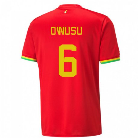 Kandiny Enfant Maillot Ghana Elisha Owusu #6 Rouge Tenues Extérieur 22-24 T-shirt