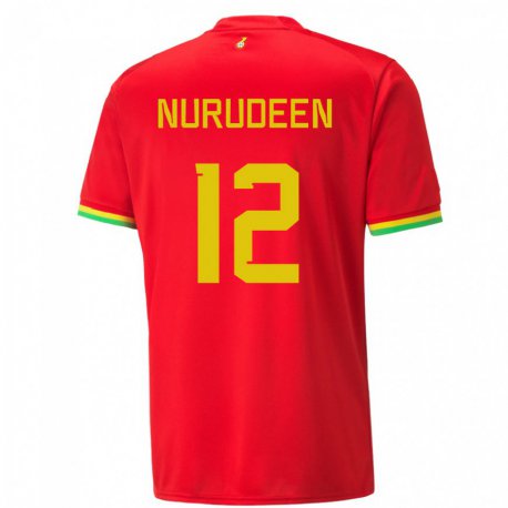 Kandiny Enfant Maillot Ghana Abdul Nurudeen #12 Rouge Tenues Extérieur 22-24 T-shirt