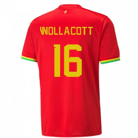Kandiny Enfant Maillot Ghana Joe Wollacott #16 Rouge Tenues Extérieur 22-24 T-shirt
