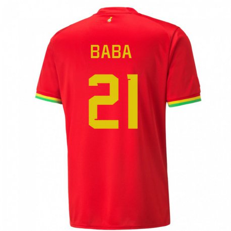 Kandiny Enfant Maillot Ghana Iddrisu Baba #21 Rouge Tenues Extérieur 22-24 T-shirt