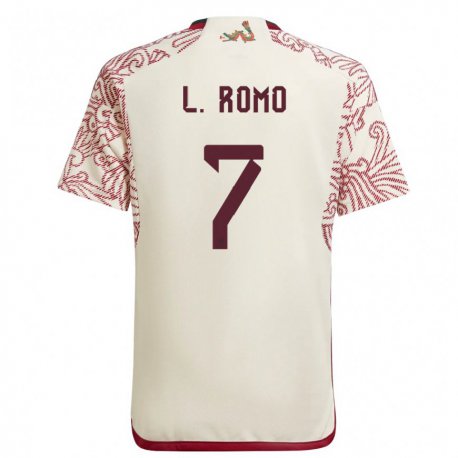 Kandiny Enfant Maillot Mexique Luis Romo #7 Merveille Blanc Rouge Tenues Extérieur 22-24 T-shirt