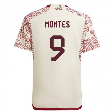 Kandiny Enfant Maillot Mexique Cesar Montes #9 Merveille Blanc Rouge Tenues Extérieur 22-24 T-shirt