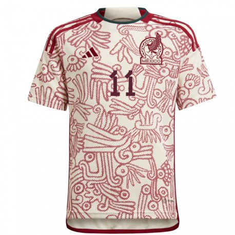 Kandiny Enfant Maillot Mexique Diego Lainez #11 Merveille Blanc Rouge Tenues Extérieur 22-24 T-shirt
