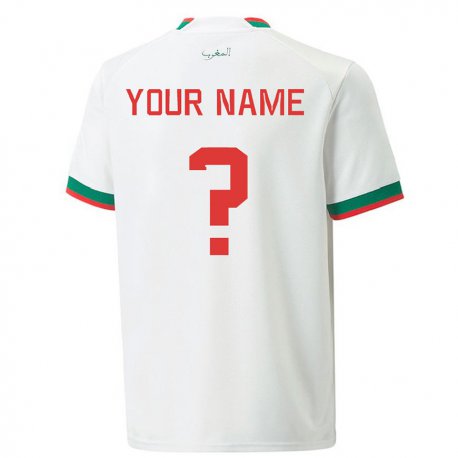 Kandiny Enfant Maillot Maroc Votre Nom #0 Blanc Tenues Extérieur 22-24 T-shirt