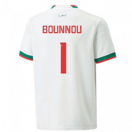 Kandiny Enfant Maillot Maroc Yassine Bounnou #1 Blanc Tenues Extérieur 22-24 T-shirt
