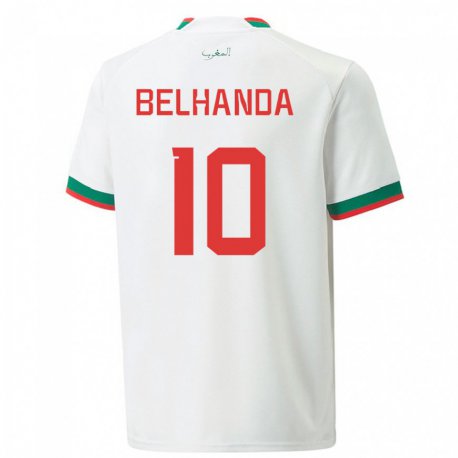 Kandiny Enfant Maillot Maroc Youness Belhanda #10 Blanc Tenues Extérieur 22-24 T-shirt
