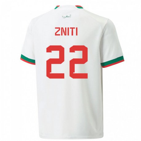Kandiny Enfant Maillot Maroc Anas Zniti #22 Blanc Tenues Extérieur 22-24 T-shirt