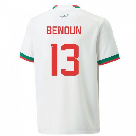 Kandiny Enfant Maillot Maroc Badr Benoun #13 Blanc Tenues Extérieur 22-24 T-shirt