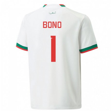 Kandiny Enfant Maillot Maroc Bono #1 Blanc Tenues Extérieur 22-24 T-shirt