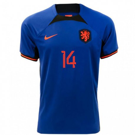 Kandiny Enfant Maillot Pays-bas Davy Klaassen #14 Bleu Royal Tenues Extérieur 22-24 T-shirt