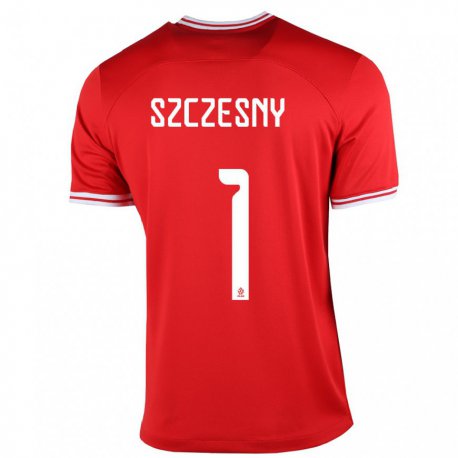 Kandiny Enfant Maillot Pologne Wojciech Szczesny #1 Rouge Tenues Extérieur 22-24 T-shirt
