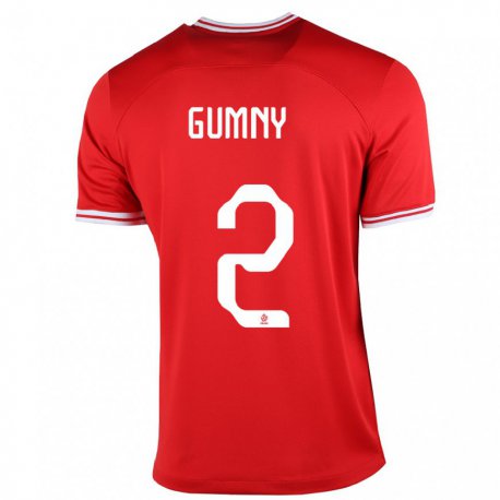 Kandiny Enfant Maillot Pologne Robert Gumny #2 Rouge Tenues Extérieur 22-24 T-shirt