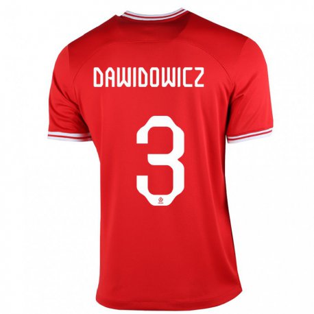 Kandiny Enfant Maillot Pologne Pawel Dawidowicz #3 Rouge Tenues Extérieur 22-24 T-shirt